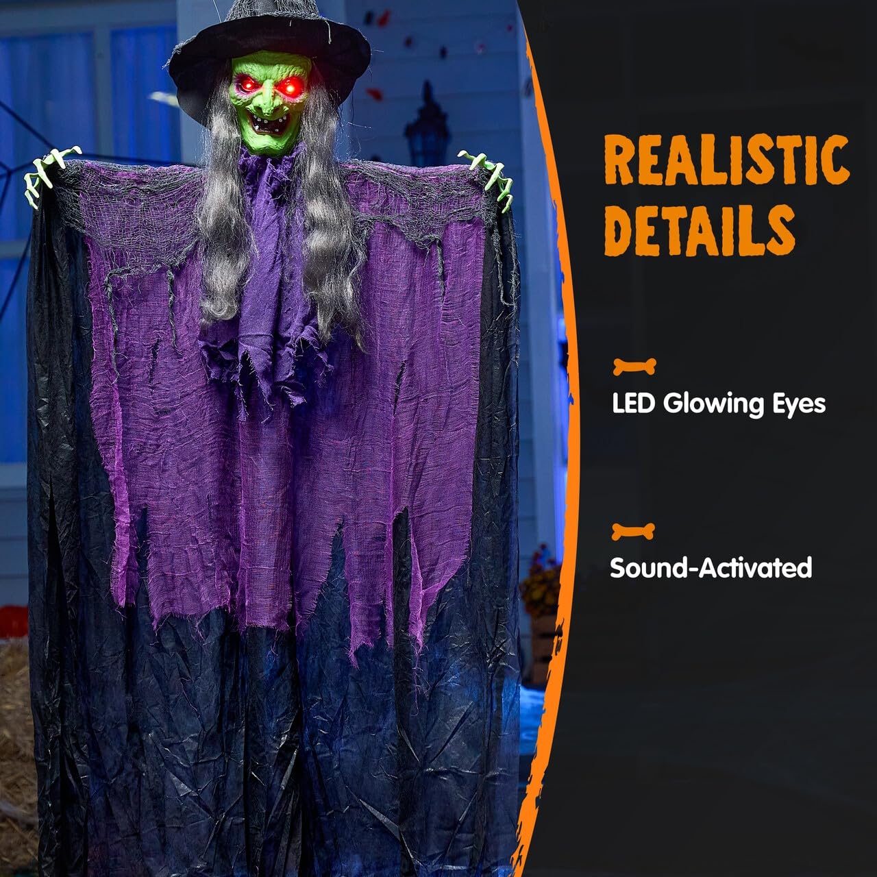 Back view of JOYIN 72-inch witch decoration