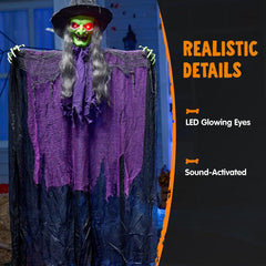 Back view of JOYIN 72-inch witch decoration