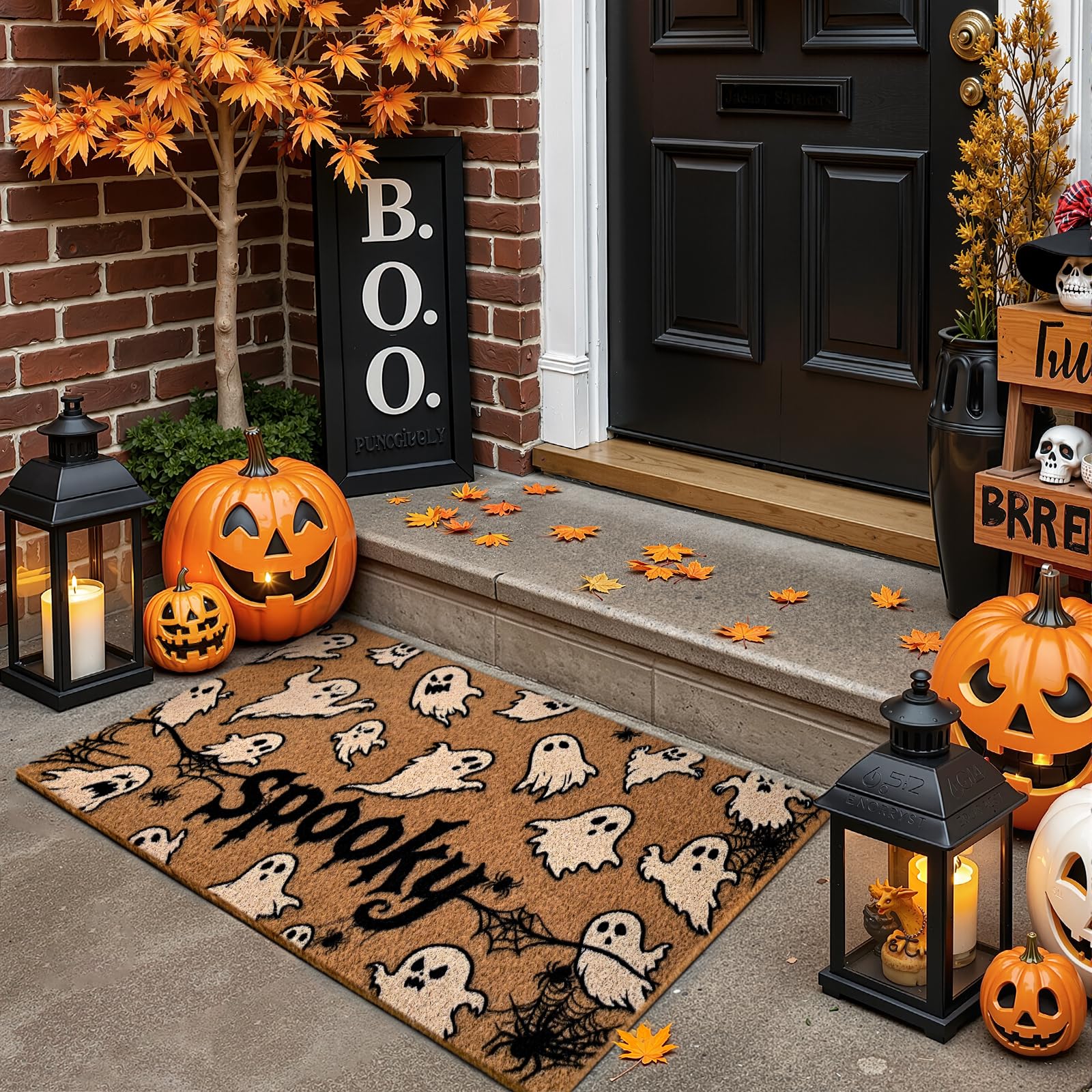 Back view of Kelarea Halloween Door Mat Ghost showing rubber backing