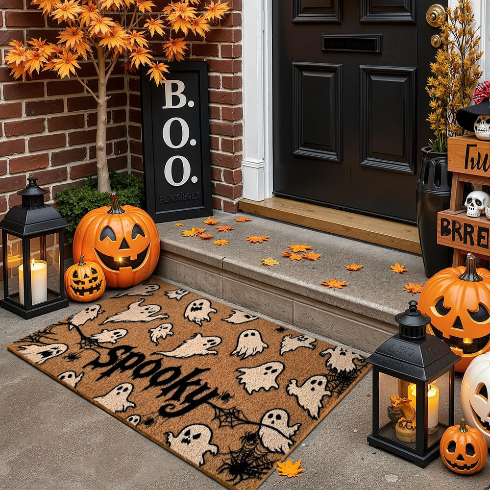 Back view of Kelarea Halloween Door Mat Ghost showing rubber backing