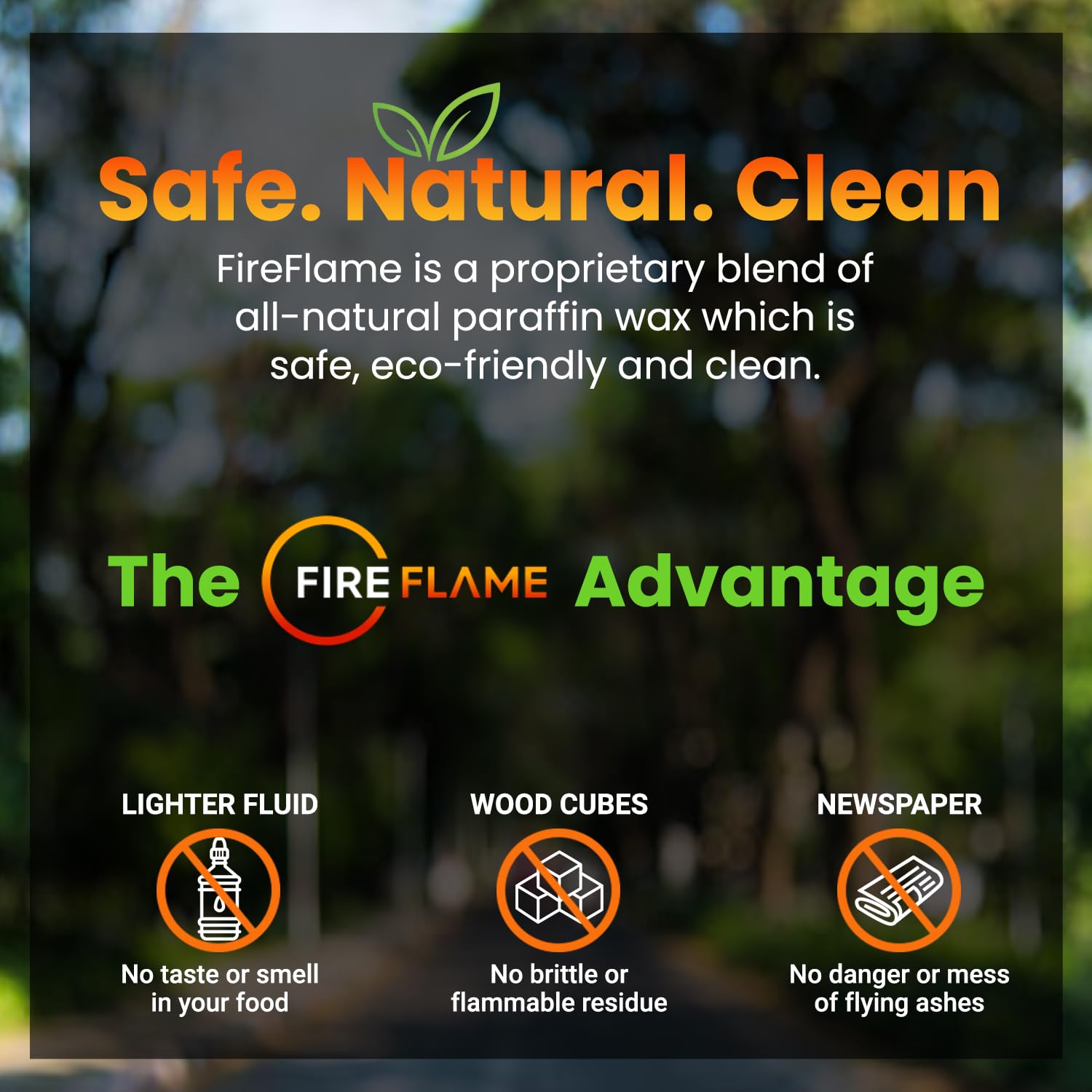 Back view of kiknek FireFlame fire starter packaging