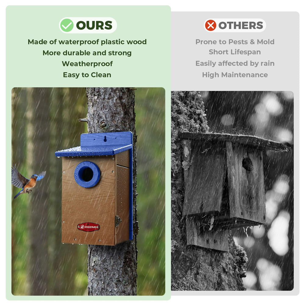 Back view of Kingsyard Bluebird House with ventilation holes