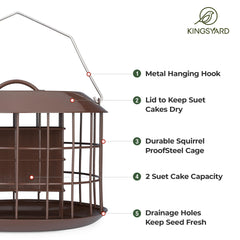 Back view of Kingsyard suet feeder with tray and weatherproof features