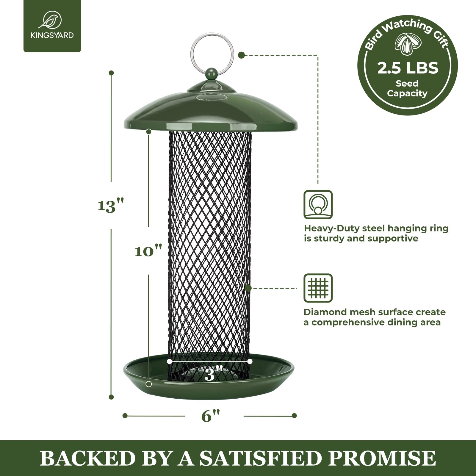 Back view of Kingsyard Wild Bird Feeder showing weatherproof lid