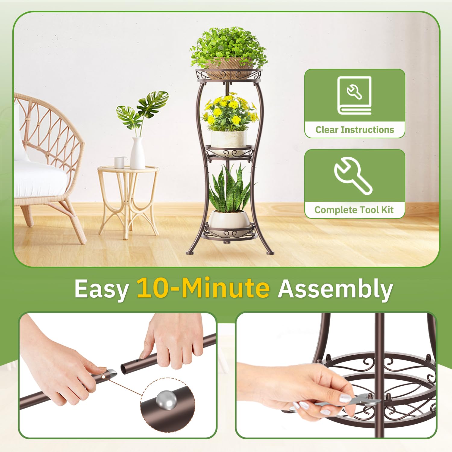 Back view of KMOTASUO Metal Plant Stand