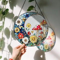Back view of LAOWEIKI 8 Inch Mushroom Suncatcher