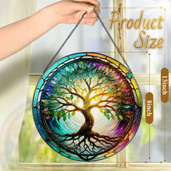 Back view of LAOWEIKI 8-inch stained glass suncatcher