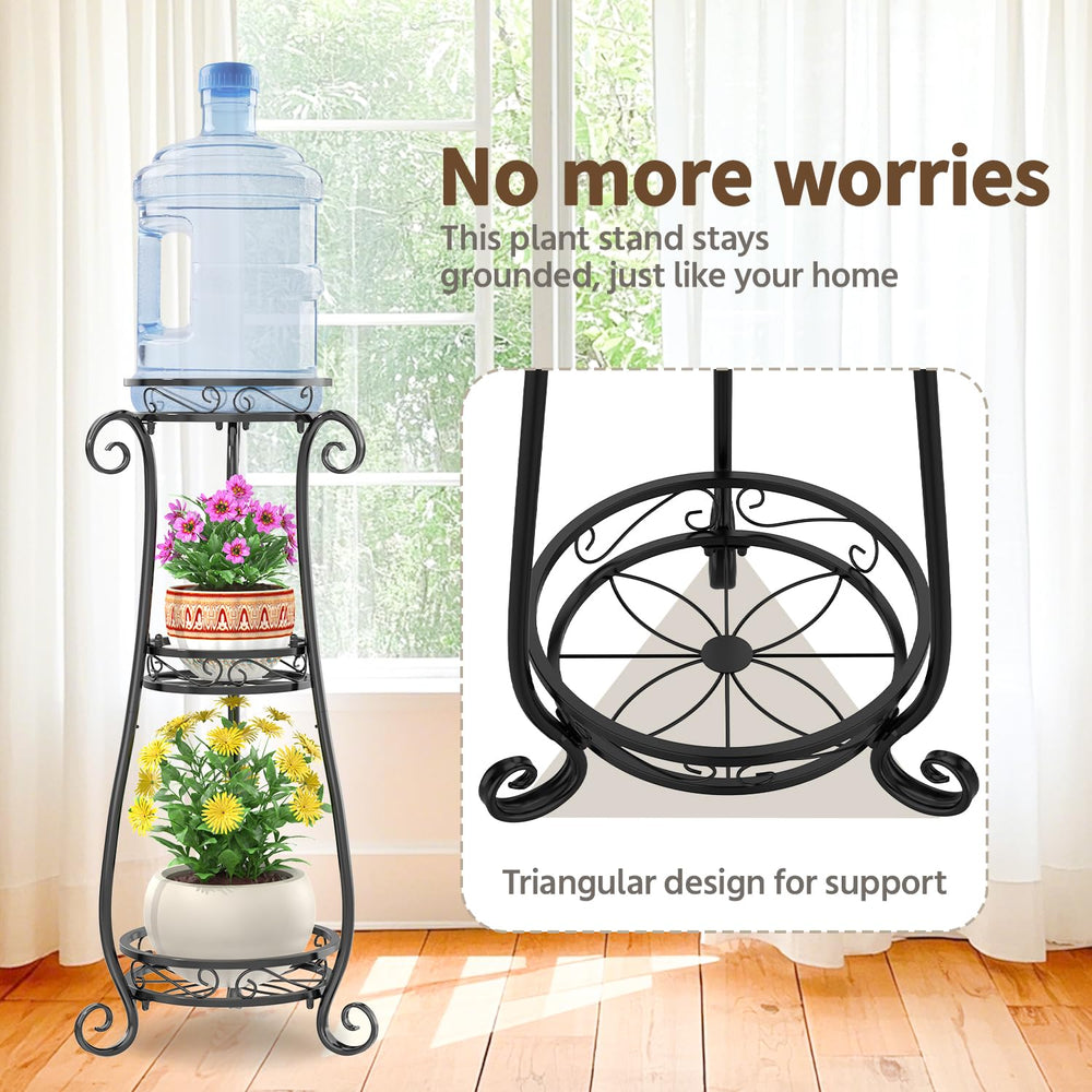 Back view of LASZOLA 3-Tier Metal Corner Plant Stand