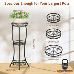 Back view of LASZOLA 3-Tier Metal Corner Plant Stand