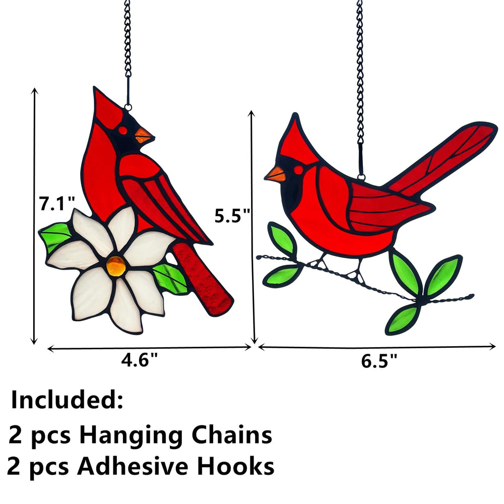 Back view of Lcensp red cardinal suncatcher