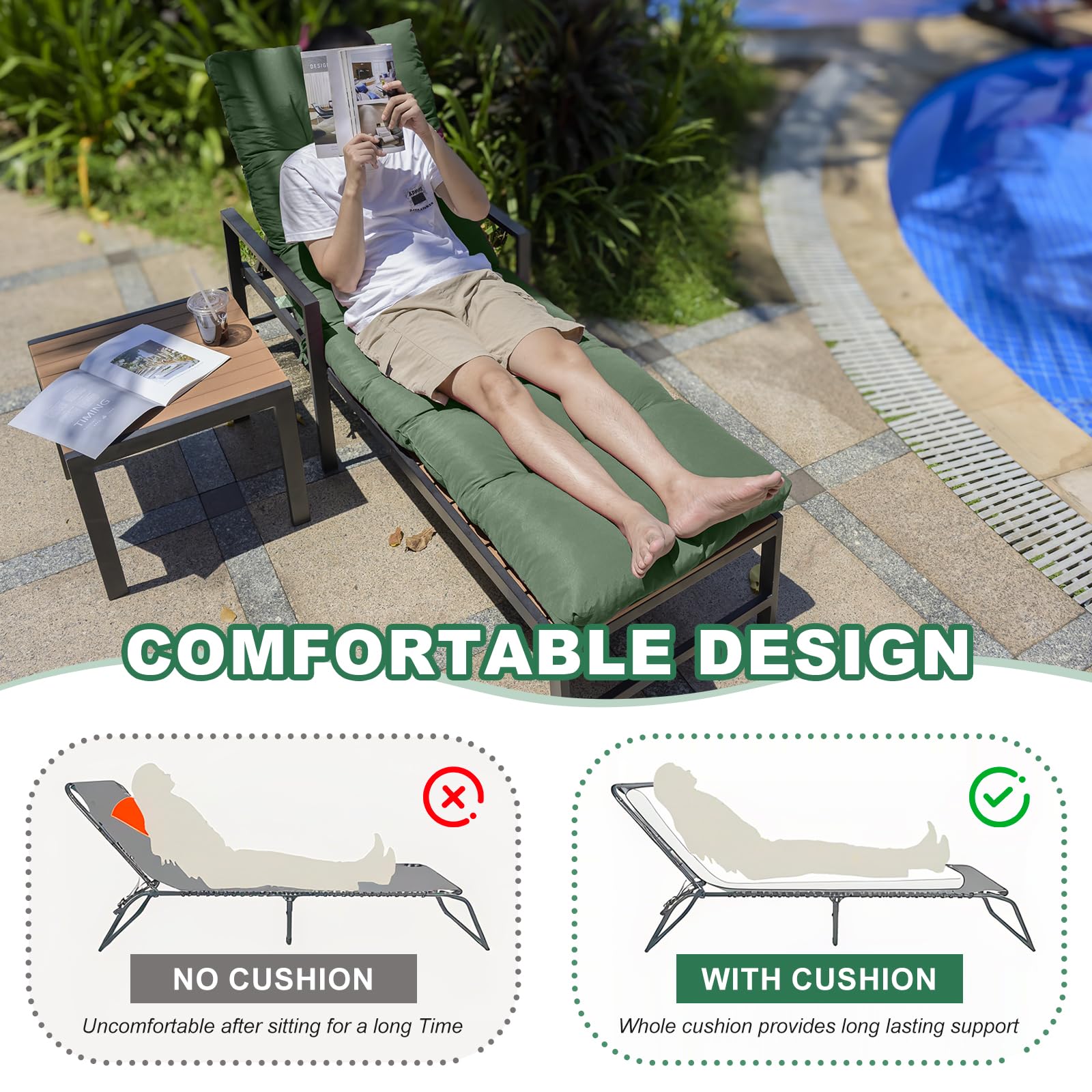 Back view of LCYY.TG Outdoor Lounge Chair Cushion