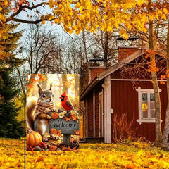 Back view of LienzoFest Fall Garden Flag 12x18 showcasing double-sided print
