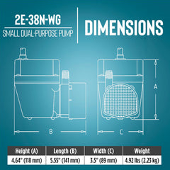 Back view of Little Giant 2E-38N-WG pump showing design