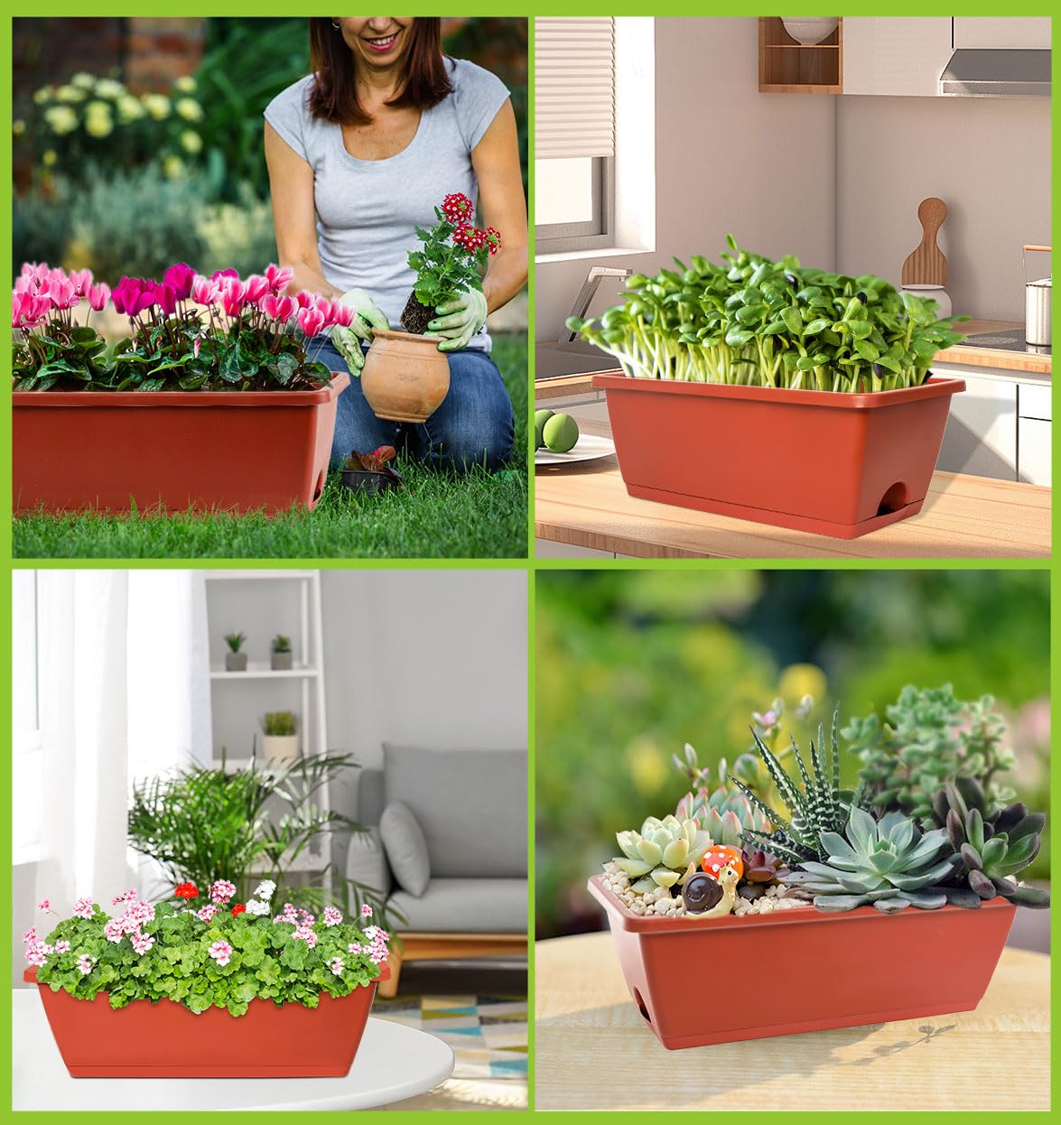 Back view of LOCONHA 7 Pack Window Box Planter