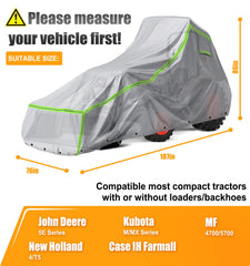 Back view of LOKISBEAURY Tractor Cover showing durable fabric