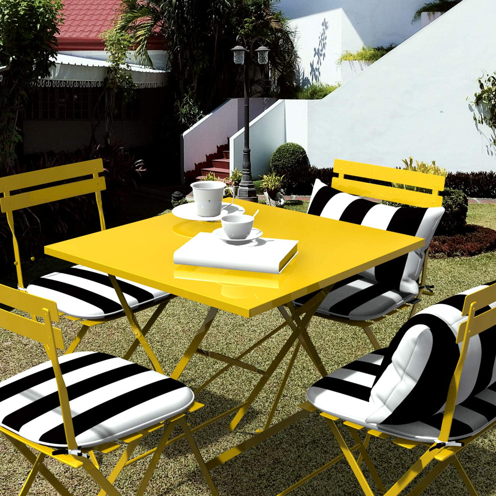 Back view of LVTXIII outdoor chair cushions in Cabana Black