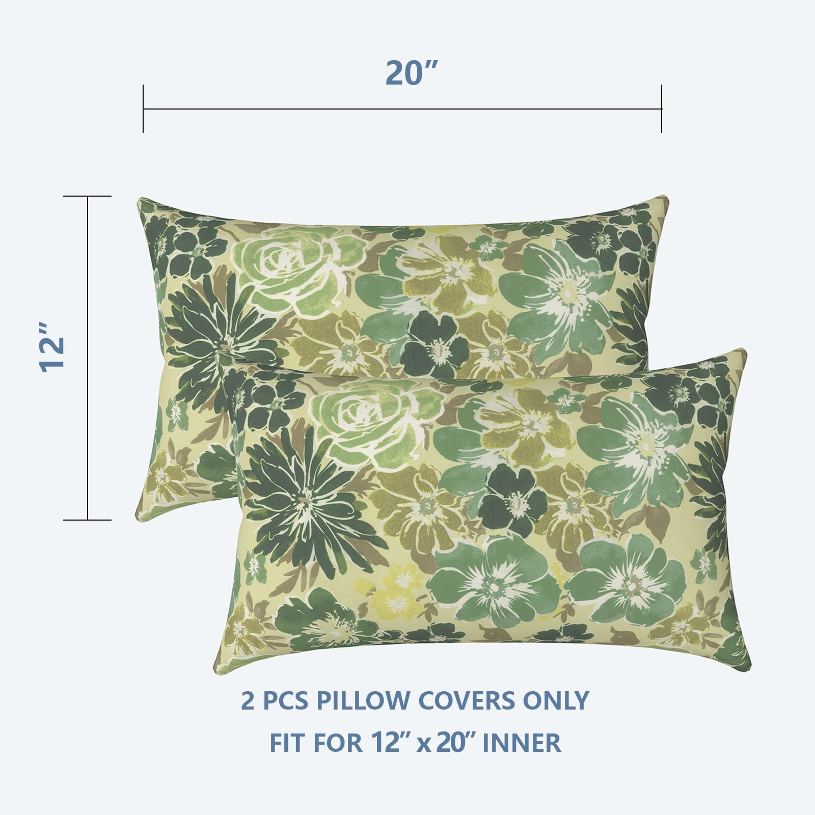 Back view of LVTXIII Outdoor Lumbar Pillow Cover in Green Rose