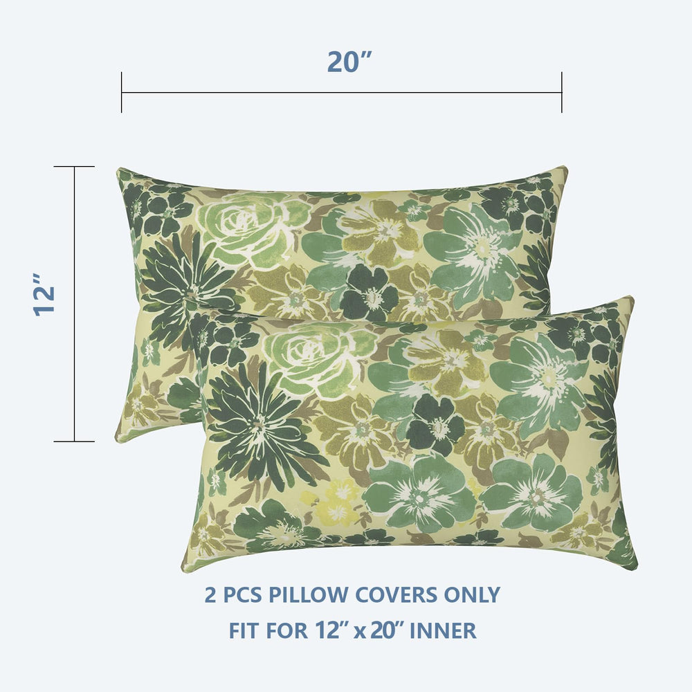 Back view of LVTXIII Outdoor Lumbar Pillow Cover in Green Rose