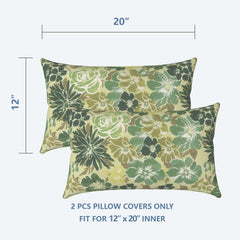 Back view of LVTXIII Outdoor Lumbar Pillow Cover in Green Rose