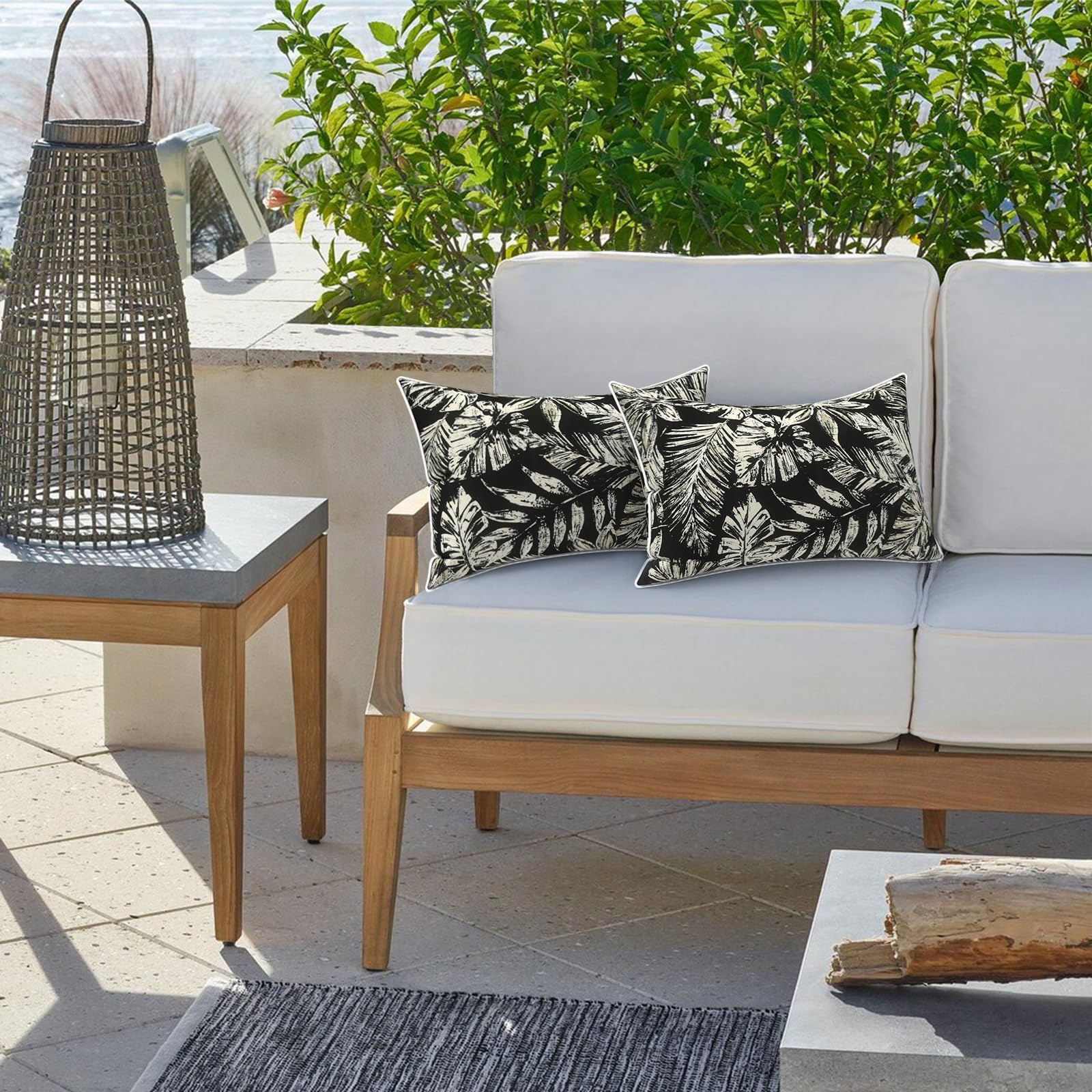 Back view of LVTXIII outdoor lumbar pillow cover with hidden zipper