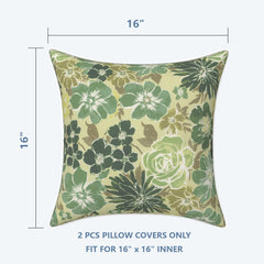 Back view of LVTXIII Outdoor Pillow Covers 16x16 Green Rose