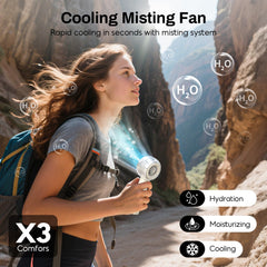 Back view of MACMORE handheld fan with USB charging port