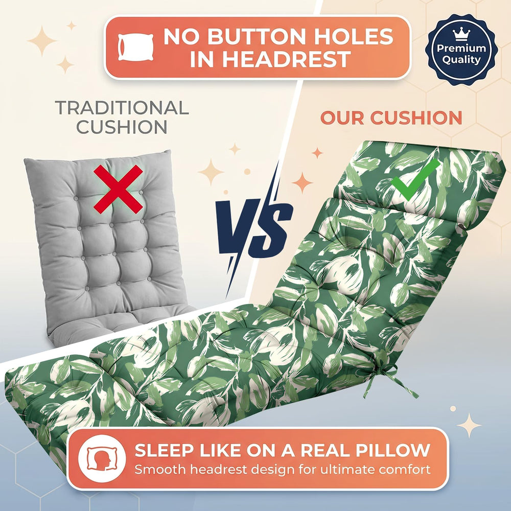 Back view of MAGIC ELEPHANT Chaise Lounge Cushion showing anti-slip fabric