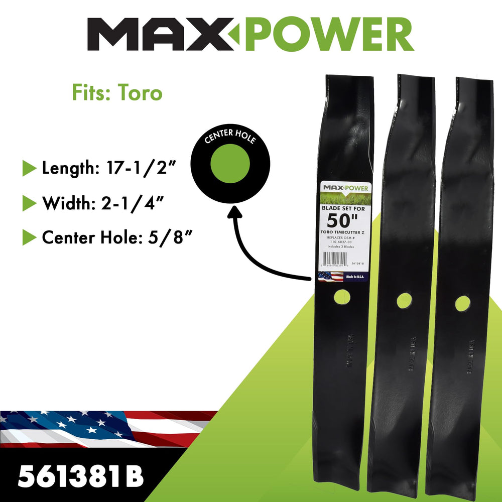 Back view of Maxpower 561381B blades, showing sharp edges