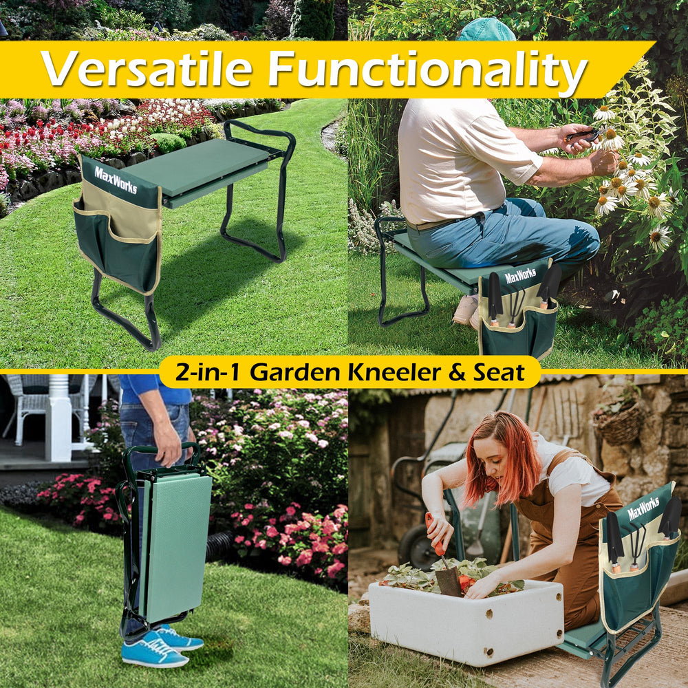 Back view of MaxWorks Folding Garden Kneeler