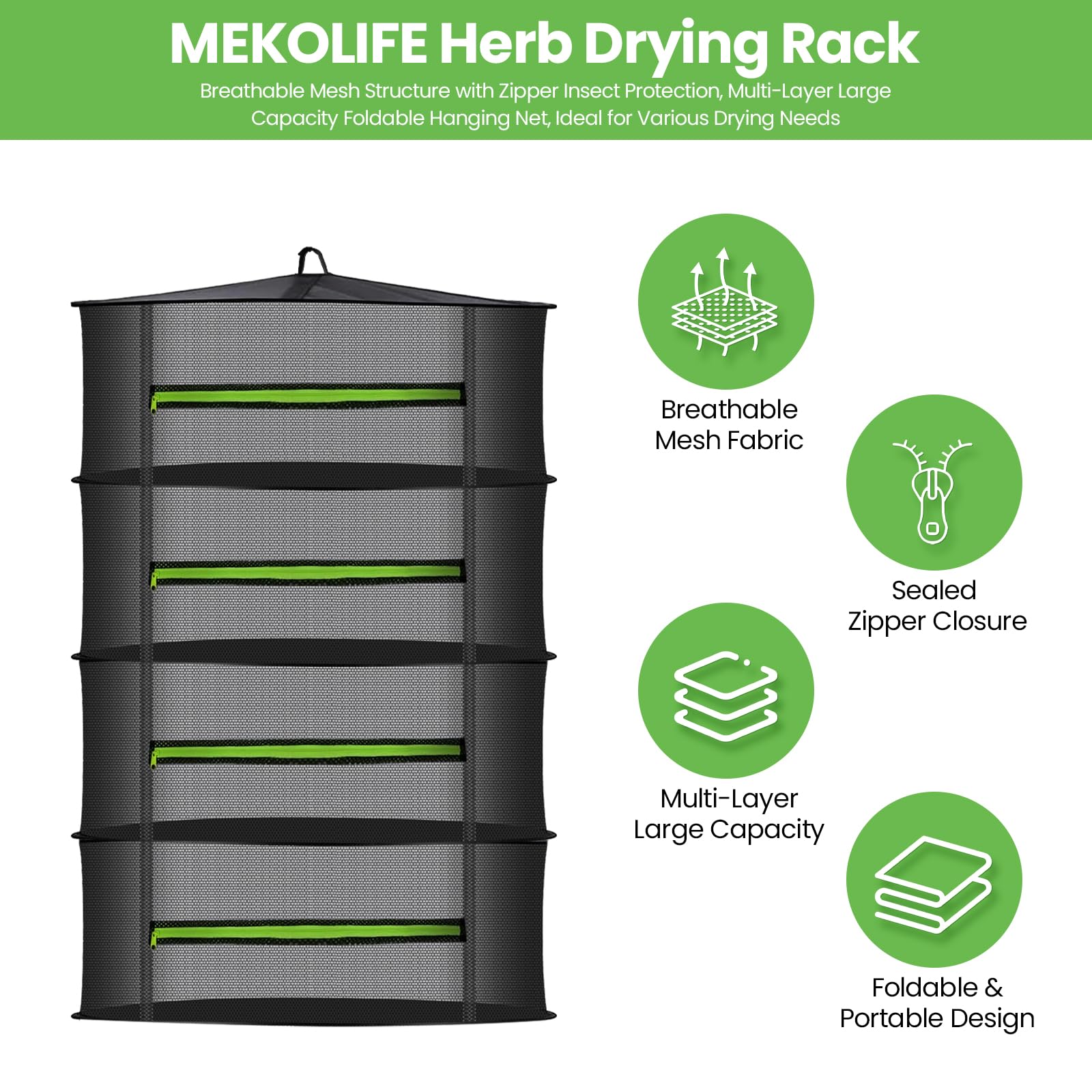 Back view of MEKOLIFE 4-layer drying rack displaying layered structure