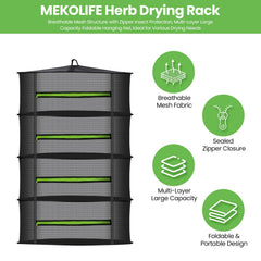Back view of MEKOLIFE 4-layer drying rack displaying layered structure