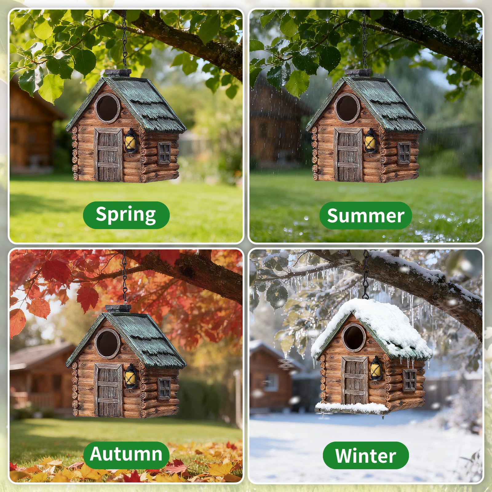 Back view of MINWOLF Resin Bird House showing ventilation holes