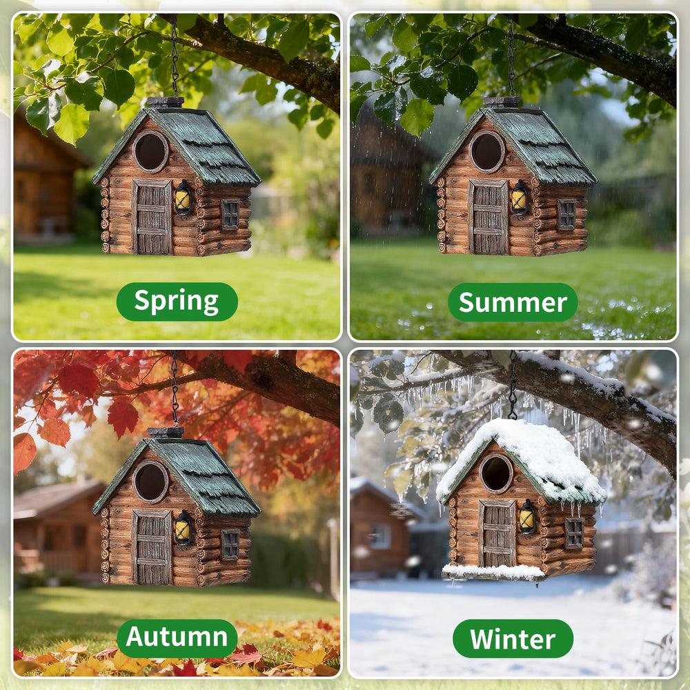 Back view of MINWOLF Resin Bird House showing ventilation holes