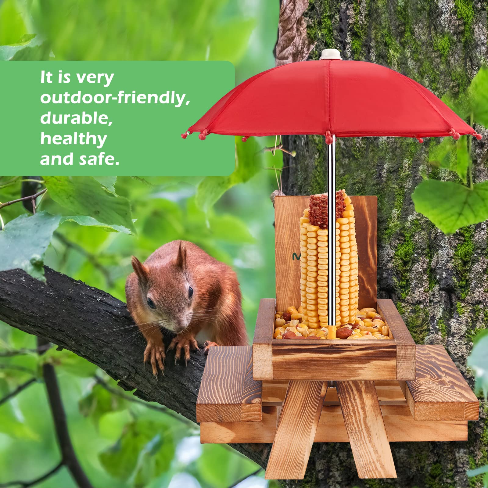 Back view of MIXXIDEA Squirrel Feeder mounted on a tree