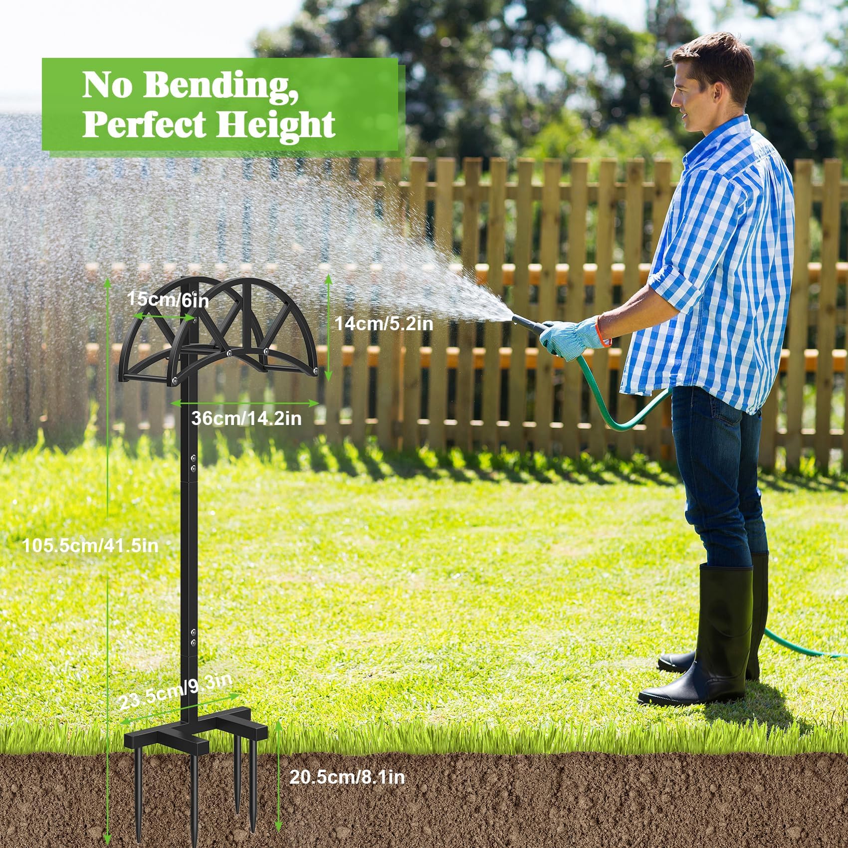 Back view of Mr IRONSTONE Garden Hose Holder