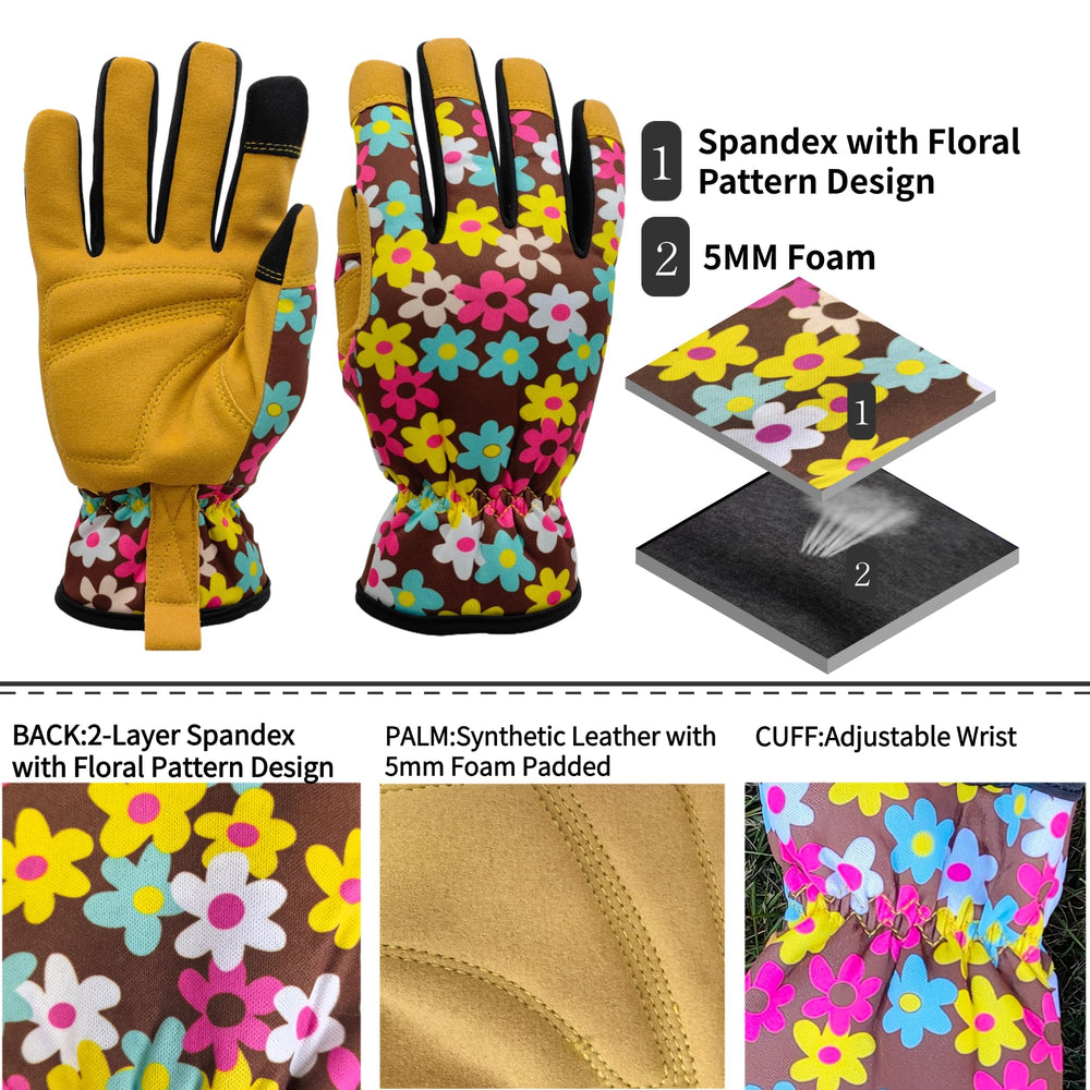 Back view of MSUPSAV Gardening Gloves showing adjustable wrist cuff