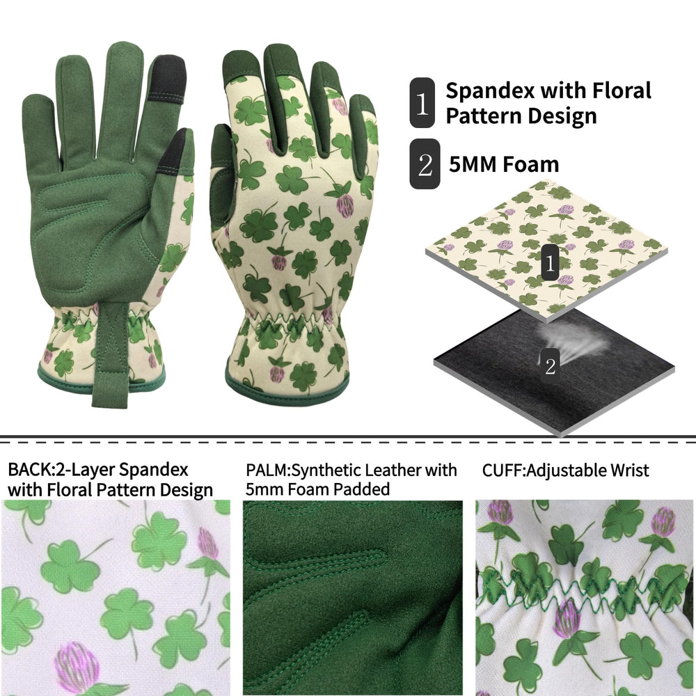 Back view of MSUPSAV gardening gloves showing spandex design