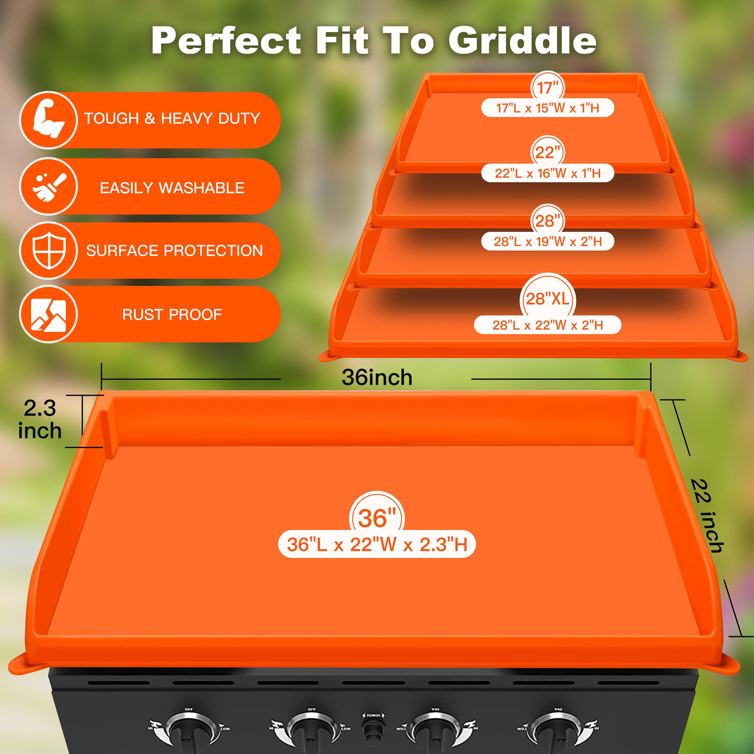 Back view of NancyL Silicone Cover Mat for Blackstone 28" XL Griddle