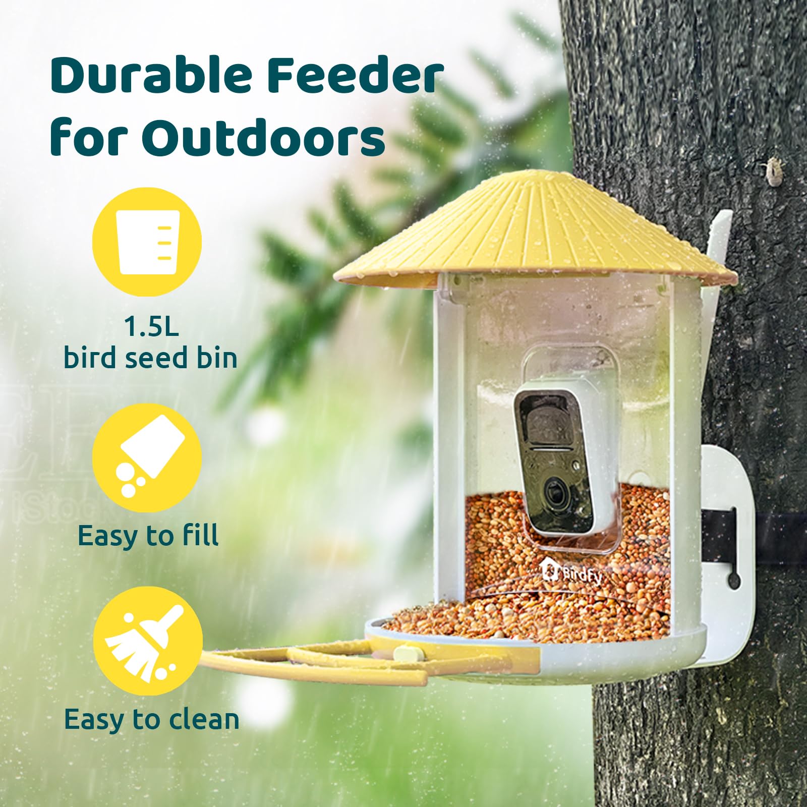 Back view of NETVUE Smart Bird Feeder showcasing battery compartment