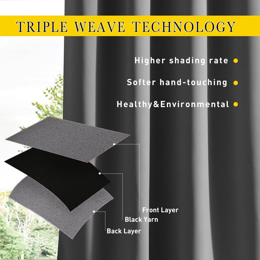 Back view of NICETOWN outdoor curtain showing rod pocket