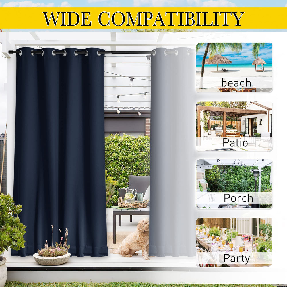 Back view of NICETOWN Outdoor Curtains with rope
