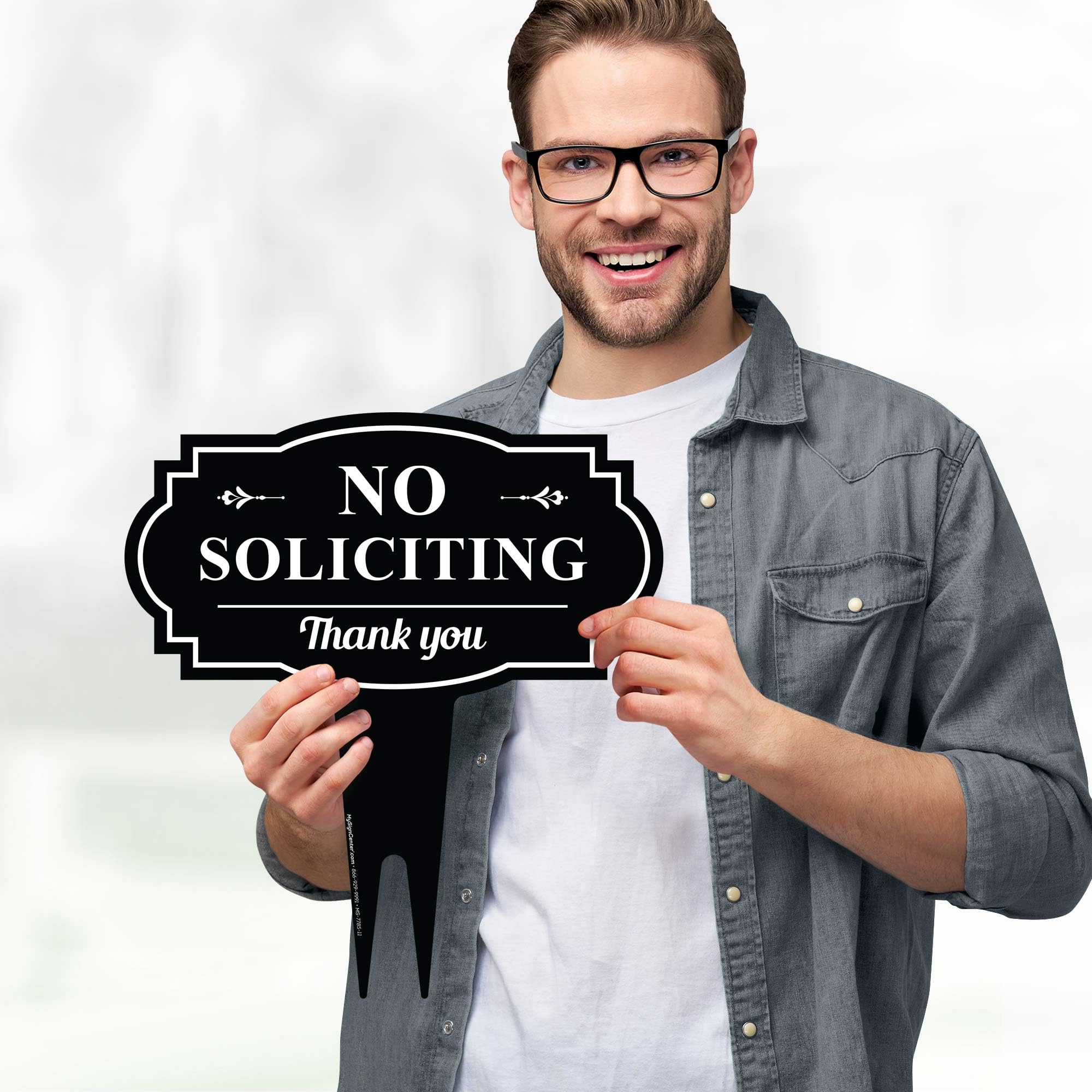 Back view of No Soliciting Sign made from rust-free aluminum