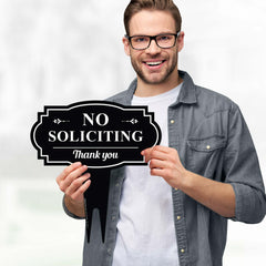Back view of No Soliciting Sign made from rust-free aluminum