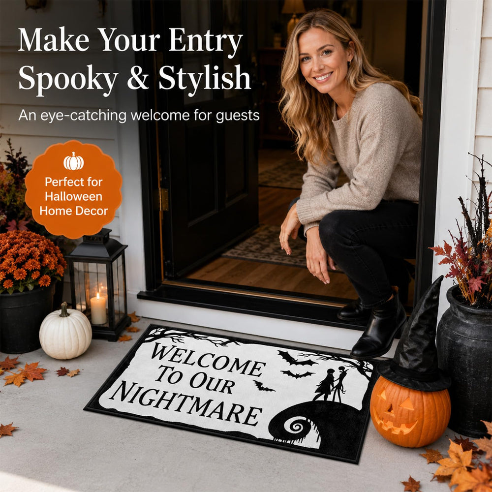 Back view of Noravexil Halloween Door Mat with rubber backing