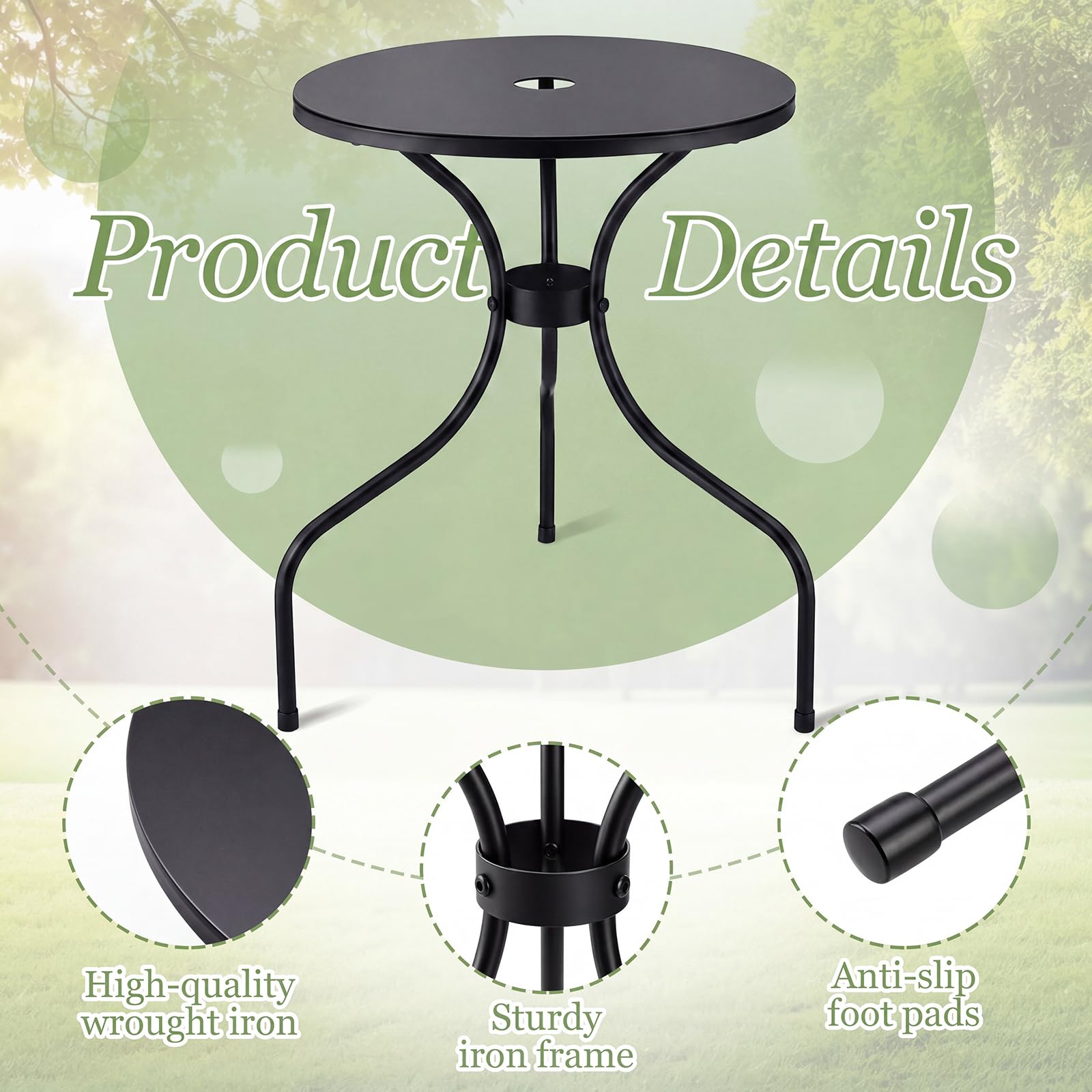 Back view of Novabright outdoor patio umbrella table