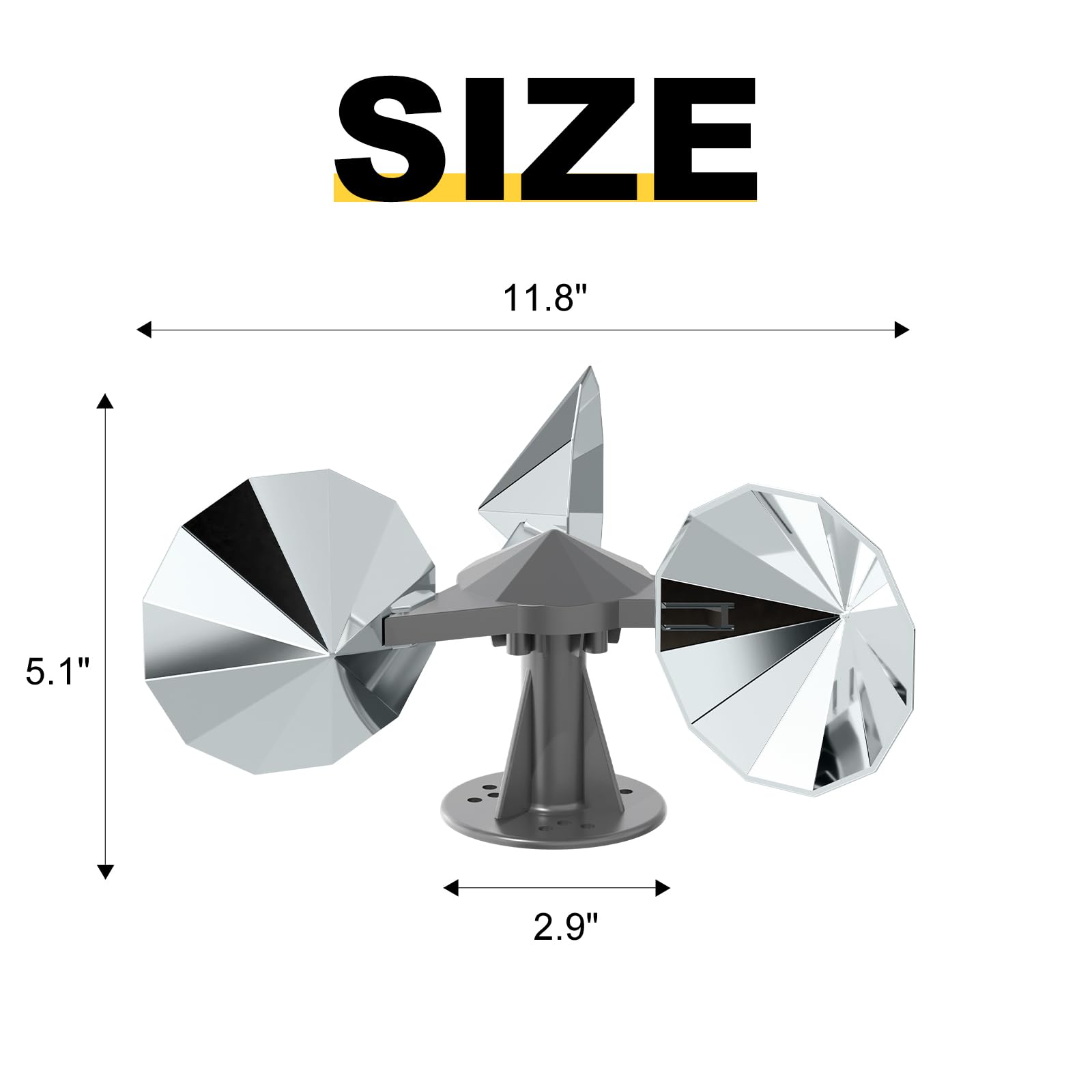 Back view of OFFO Bird Reflector with chrome-plated finish