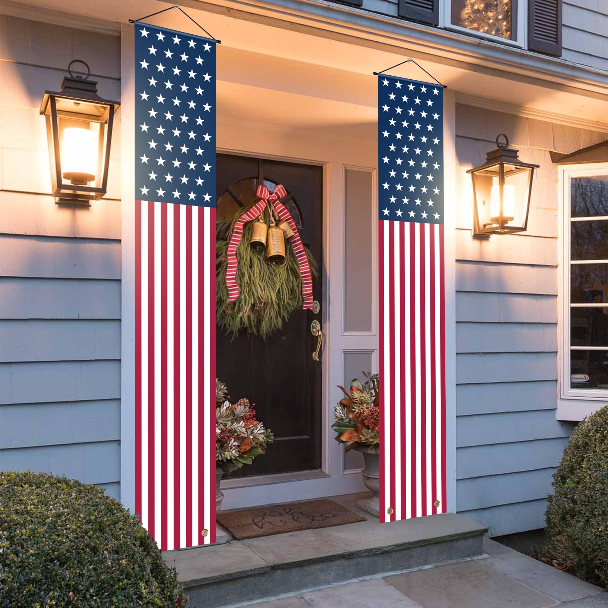 Back view of OHOME 4th of July Porch Banner showing material texture