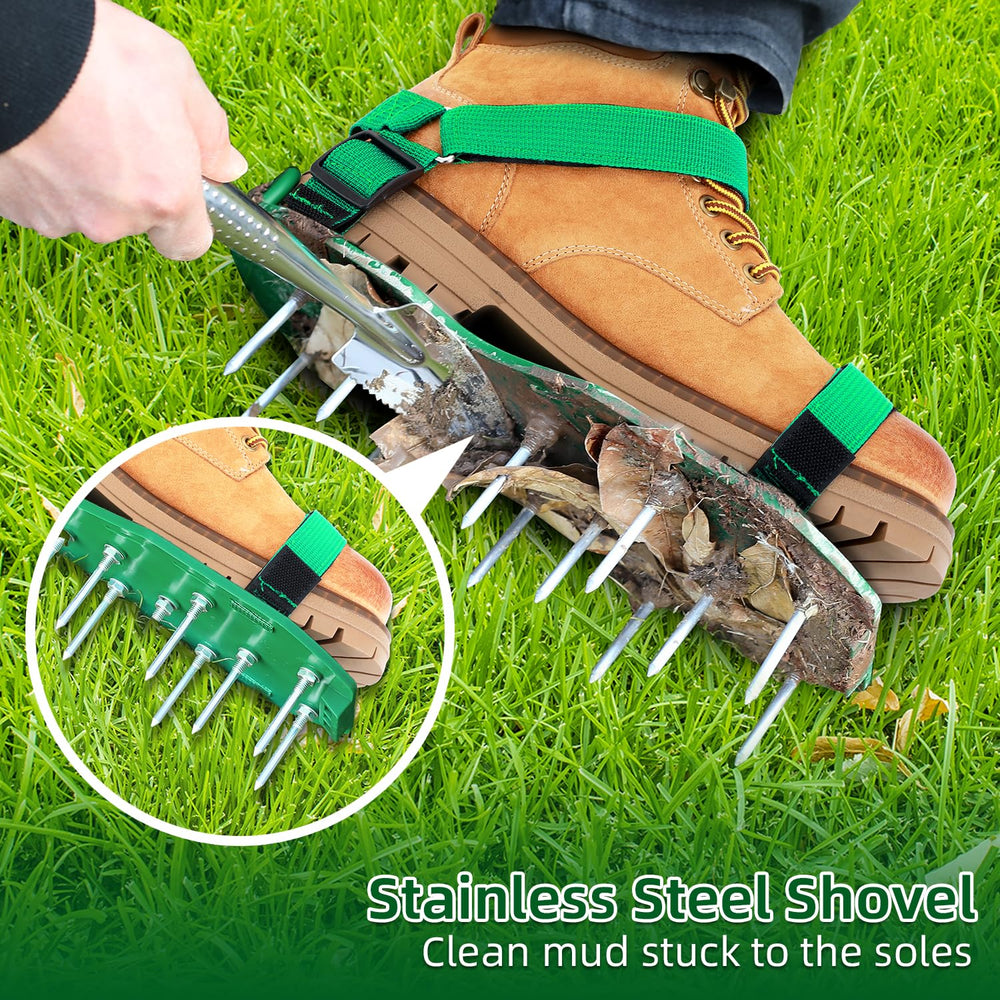 Back view of Ohuhu Lawn Aerator Shoes with adjustable straps