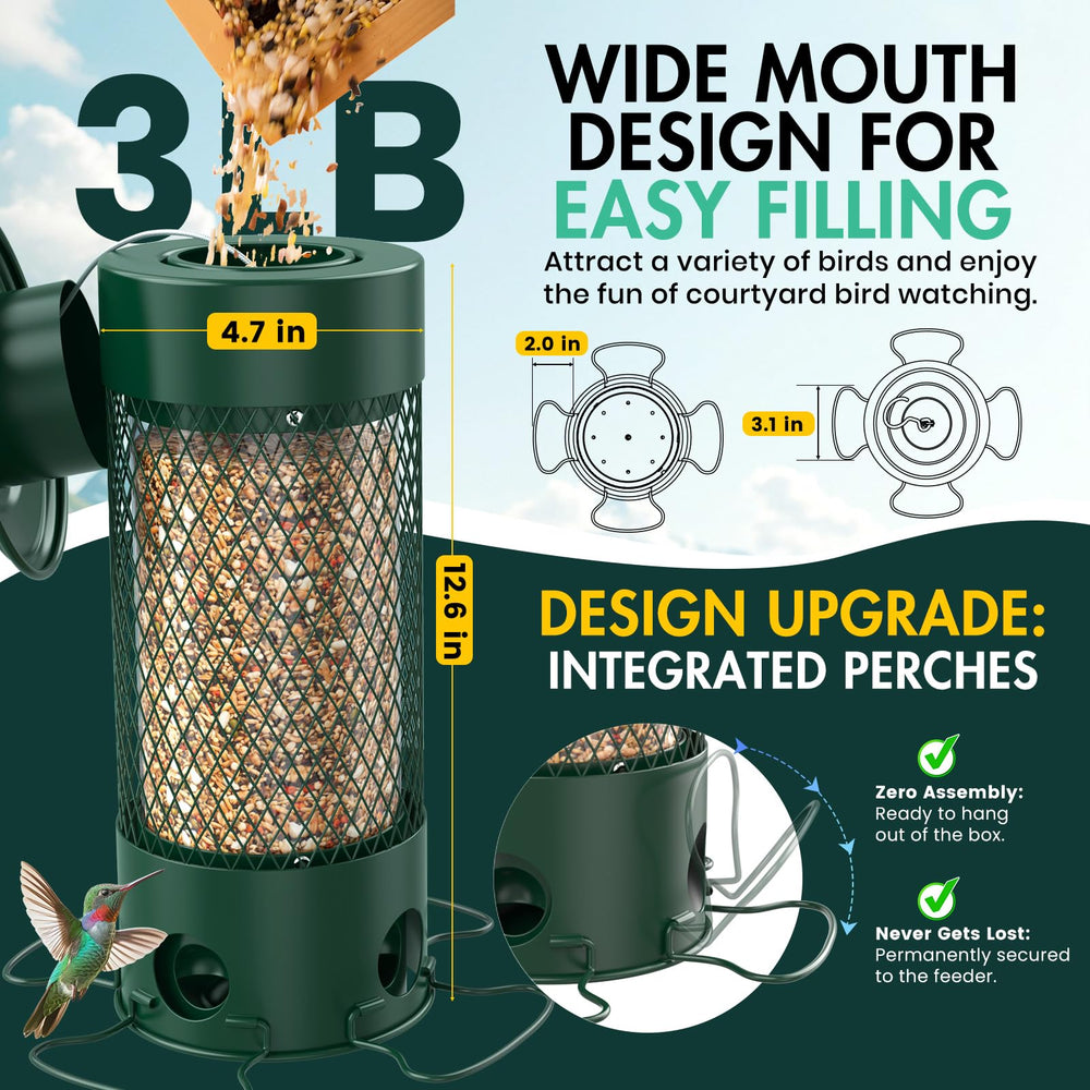 Back view of Olaiti Metal Bird Feeder showing mounting kit