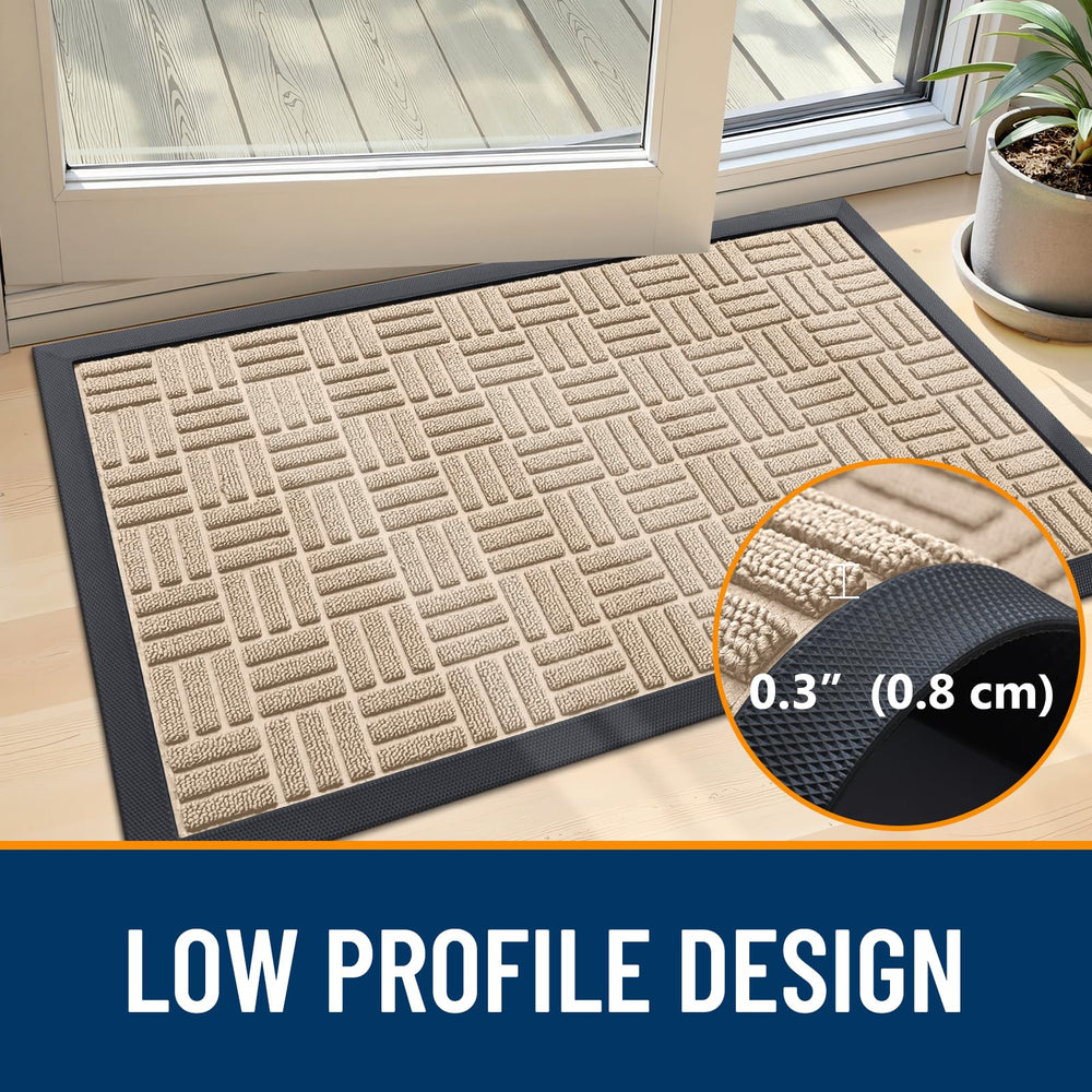 Back view of OLANLY doormat showing natural rubber backing